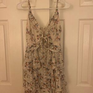 Nude Tie Floral Dress